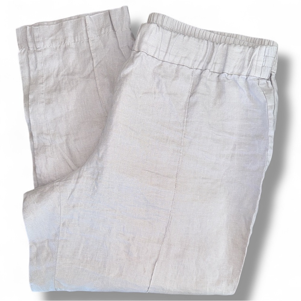 Eileen Fisher Organic Linen Lantern Pants Women’s XL Cropped Pants Light Grey